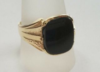 Vintage 10k Gold Black Onyx Gemstone Men 