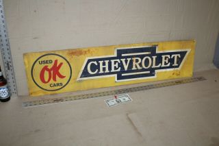 Rare 1950s Chevrolet Ok Cars Painted Metal Sign Gas Oil Service Dealership