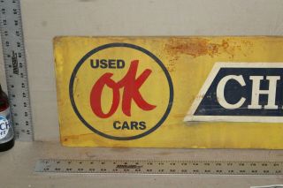 RARE 1950s CHEVROLET OK CARS PAINTED METAL SIGN GAS OIL SERVICE DEALERSHIP 2