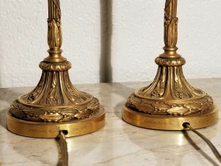 Very Fine Pair C.  1915 Ef Caldwell Gilt Bronze Desk Table Buffet Lamps Tiffany