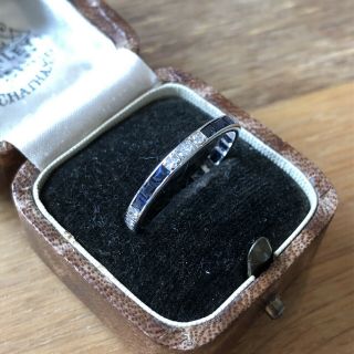 Vintage 18 Karat White Gold Sapphire & Diamond Eternity Band Ring