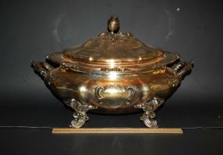 Large Fantastic Antique Sheffield Silver Plate Soup Tureen 19th C.  England 16.  5 "