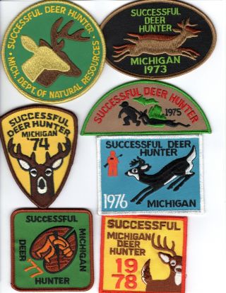 1972 - 73 - 74 - 75 - 76 - 77 - 78 Michigan Successful Deer Hunting Patches Bear Moose