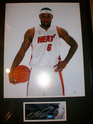 NBA MVP LEBRON JAMES SIGNED AND FRAMED 22X28 UPPER DECK AUTH.  L.  E.  OF 50 RARE 4
