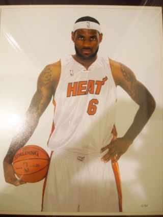 NBA MVP LEBRON JAMES SIGNED AND FRAMED 22X28 UPPER DECK AUTH.  L.  E.  OF 50 RARE 5