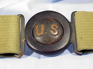 Early Model 1910 MILLS GARRISON BELT With RARE Rimless Eagle Buttons 6