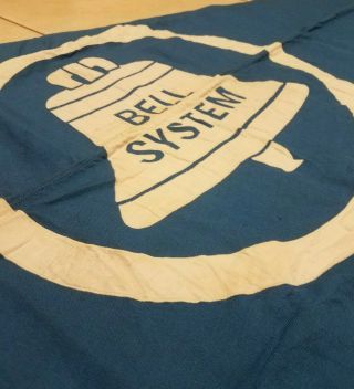 RARE Vintage Bell System Blue & White Stitched Flag Banner Sign (36 