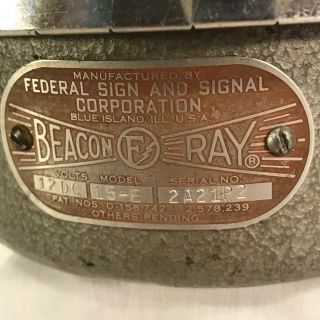 VTG Federal Sign & Signal Corp Beacon Ray Junior Stanchion Mount 12V Model 15 - E 8