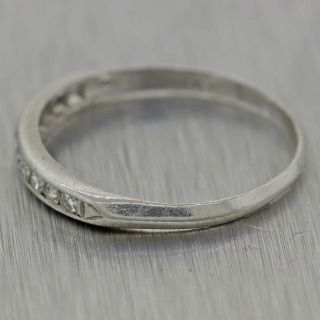 1930 ' s Antique Art Deco Platinum Diamond Wedding Band Ring 4