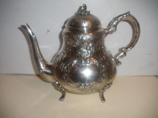 Antique American sterling silver 925 floral repousse teapot heavy 965 gr 2