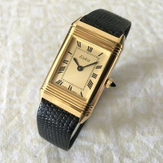 Eska Reverso Yellow Gold Plated Vintage Watch 100 Old Stock
