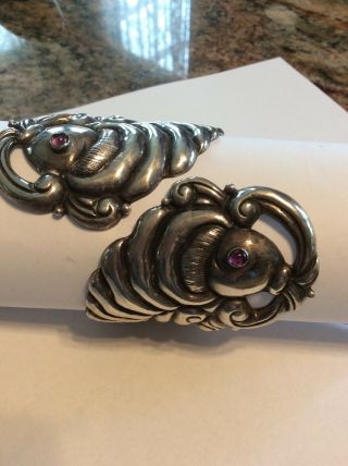 Vintage Marked Sterling Silver Taxco Mexico Amethyst Fish Bracelet Pisces