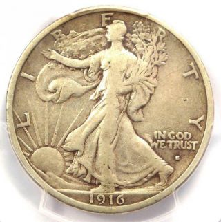 1916 - S Walking Liberty Half Dollar 50c - Certified Pcgs Vf30 - Rare Date Coin