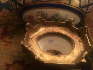 French Sevres Royal Blue & Gold Gilt Porcelain Centerpiece Urn Marked 9