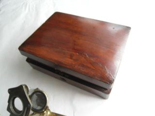 Early Microscope with light candle holder circa 1790S 1820S in wooden case 4
