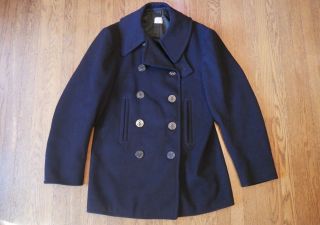 Vintage Us Navy Authentic Wool Pea Coat Ww2 Era Size 40 Very