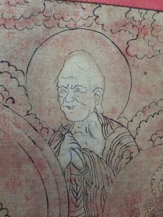 Unusual Antique Chinese Sino Tibetan Thangka Painting Red Buddhist Art 5
