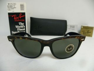 Vintage B&l Ray Ban Wayfarer Ii Tortoise Ebony Black W0530 G - 15 54mm