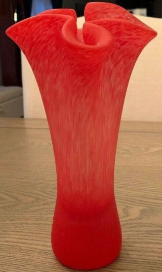 Vintage Red Kosta Boda Art Satin Vase Ulrica Hydman Vallien 10 "