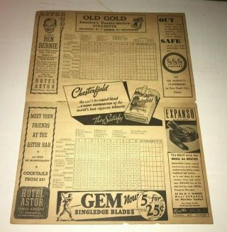 1939 Vintage Baseball All Star Game Official Scorecard Lou Gehrig Dimaggio 3