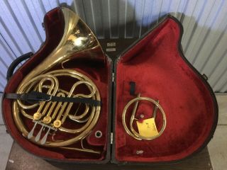Vintage French Horn 4141 & Antique King Cleveland Case Eb & F Slides