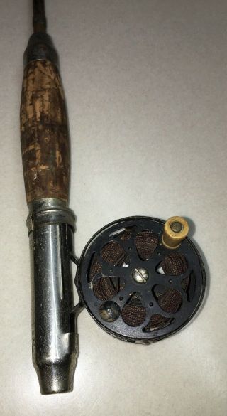 Vintage Telescopic Steel Union Hardware Co Fly Fishing Rod & Reel 8 