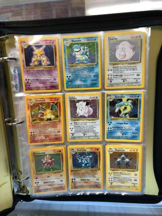Vintage Pokemon Complete Base Set 102 Lp - Nm With Charizard In Rare Binder