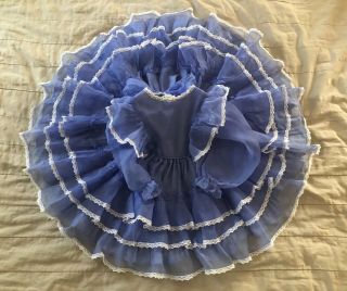 Vintage Martha’s Miniatures We’re Fussy Pageant Dress Ruffles Blue Toddler Girls