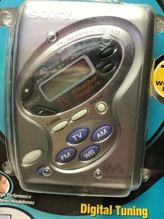 VTG Sony Walkman WM - FX 281 cassette player digital tuning TV/Weather 6