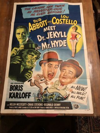 Vintage Abbott & Costello Meet Dr Jekyll & Mr.  Hyde 1953 Movie Poster