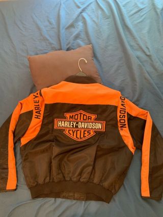 Harley - Davidson Black / Orange Nylon Jacket Rn103819 Vintage Men’s Extra Large
