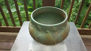 Rare Huge Arts & Crafts Early Velmoss Roseville Jardiniere Green Tan 577 - 9 Wow