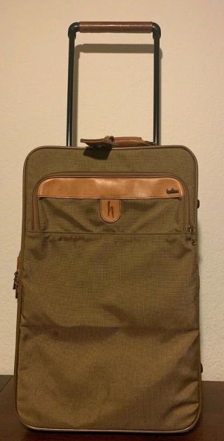 Vintage Hartmann Suitcase 22 " Wheeled Khaki Nylon Belting Luggage Carry - On Vguc