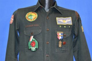 Vintage 50s Boy Scouts Of America Explorers Dark Green Uniform Shirt Small S