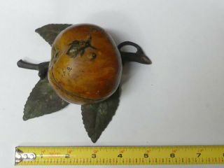 Antique Kyser & Rex Cast Iron Apple with Leaves and Insect Bug Bank 11
