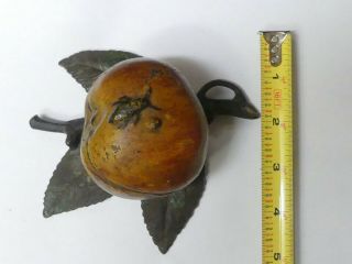 Antique Kyser & Rex Cast Iron Apple with Leaves and Insect Bug Bank 12