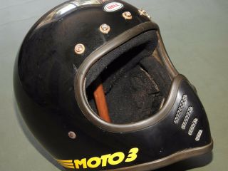Vtg 1982 Bell Moto 3 Black Motorcycle Helmet 7 5/8 61 Racing Full Face Usa Rare