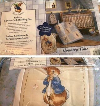 Vintage Country Time Nwt Peter Rabbit Beatrix Potter Baby Comforter Set Boy