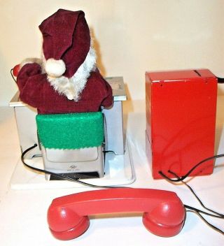 RARE 1950 ' s BATTERY OPERATED SANTA CLAUS PHONE BANK UNDER THE CHRISTMAS TREE TOY 4