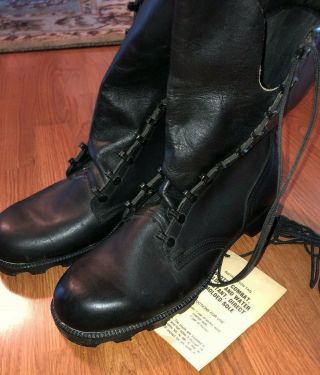 Vtg 1989 Ro Search Black Leather Military Combat Boots - Men 