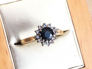 Vintage 18ct Gold,  Diamond And Sapphire Ring,  1994 - Size P