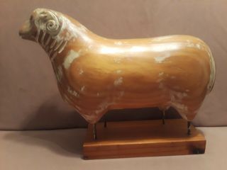 Vtg.  Sarreid Ltd.  Carved Wooden Sheep Folk Art Statue - Made In Spain 11 "