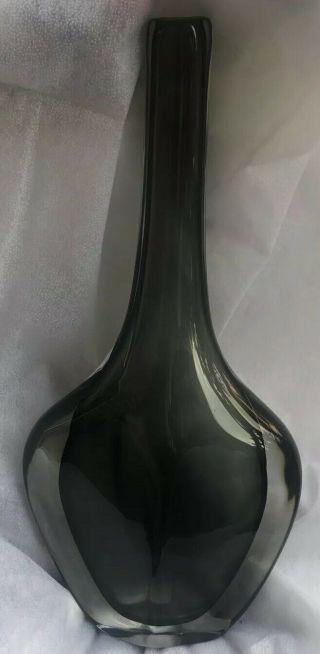 Mcm Nils Landberg Orrefors Glass Flask Vase Dusk Teardrop 12” Vtg 2 Tone Wow