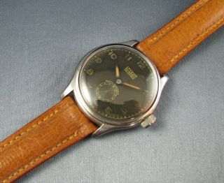Rare Vintage Lyceum Ww2 Era Military Style Ss Bumper Automatic Mens Watch 1940s