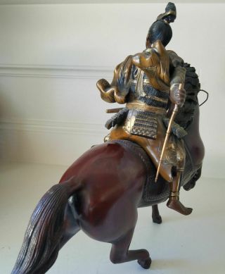 Fine Antique Japanese Gilt Bronze Warrior on Horse Meiji Period SIgned 4