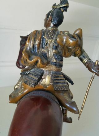 Fine Antique Japanese Gilt Bronze Warrior on Horse Meiji Period SIgned 5