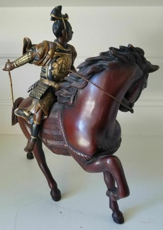 Fine Antique Japanese Gilt Bronze Warrior on Horse Meiji Period SIgned 7