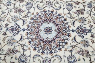 Hand - Knotted Wool Silk Floral Carpet 5x8 Nain Oriental Medallion Area Rug 4