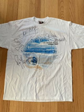 Vintage 1990 Moody Blues Strange Times Signed Concert Shirt By All Hayward Lodge