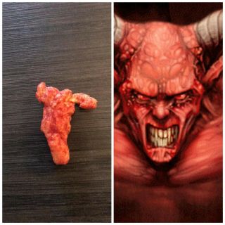 Satan Shaped Flaming Hot Cheeto Very Rare